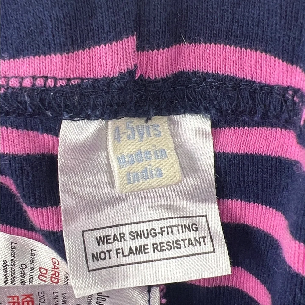 Girl’s Pajama Bottoms - Size 4 to 5 - Pink and Navy Striped